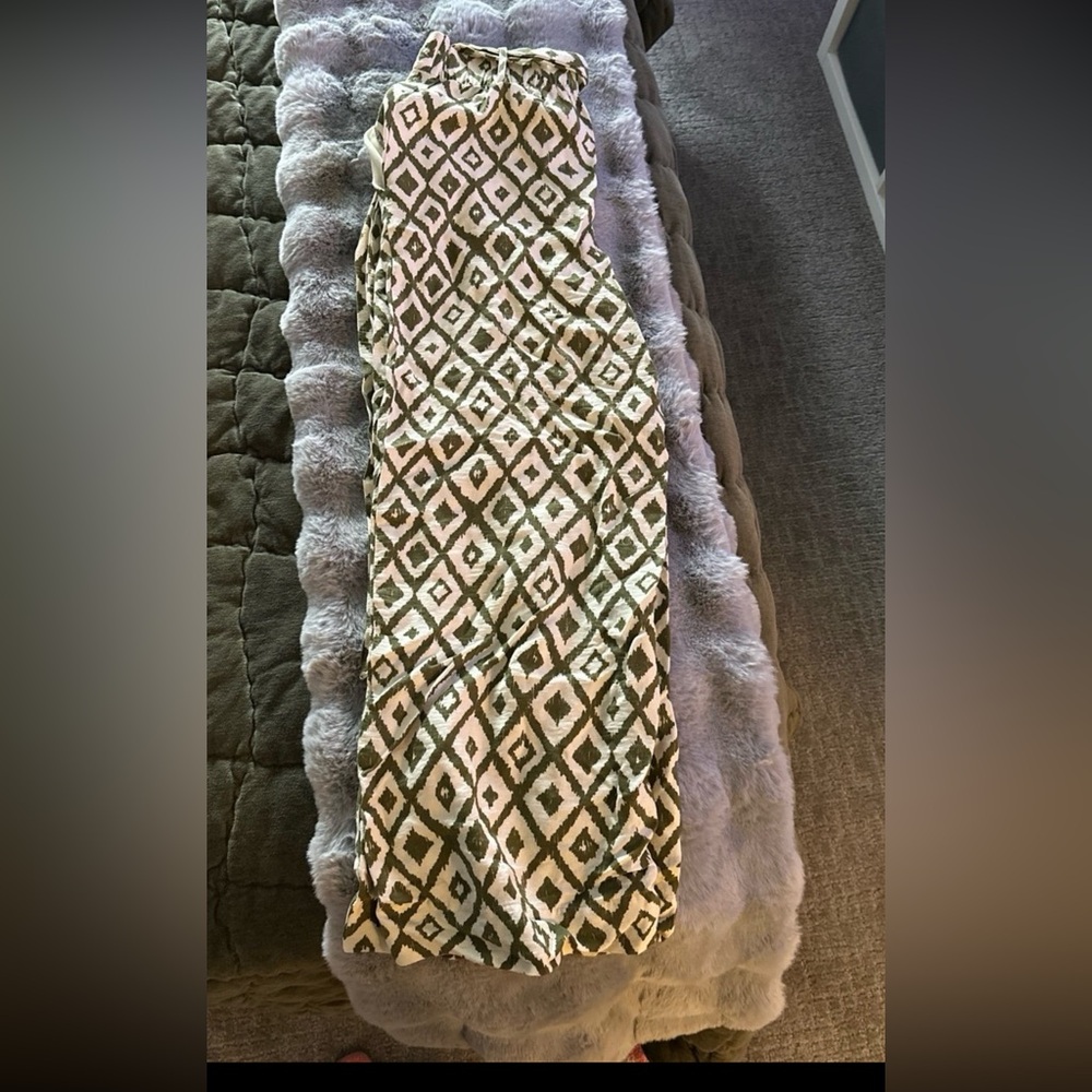 Mango Olive and White Patterned Pants